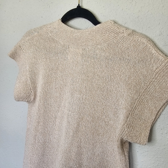 Bobbie Brooks Cardigan Womens Small 6 Beige Tan Knit Button Short Sleeve Fall‎ - Picture 8 of 9
